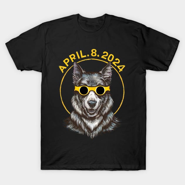 Total Solar Eclipse 2024 Dog Wearing Solar Eclipse Glasses T-Shirt by watekstore